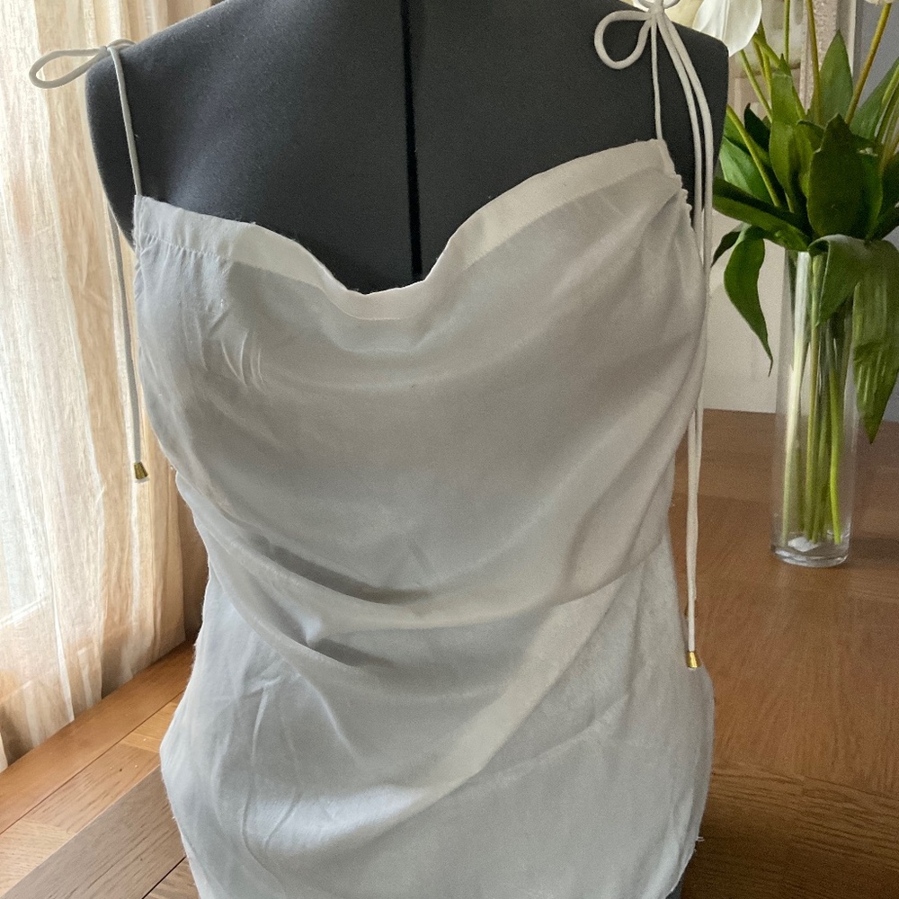 NWT Free People White Cowl Draped Blouse Camisole XS